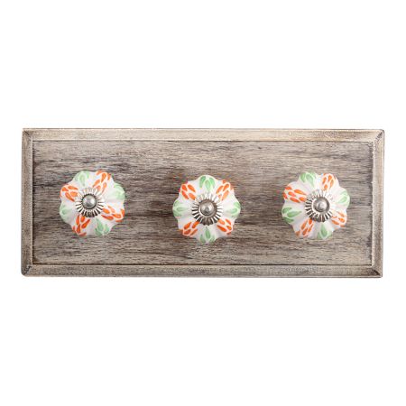 Mixed Leaf Ceramic Wooden Hooks